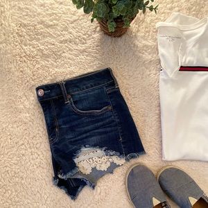 American Eagle Lace Pocket Jean Shorts